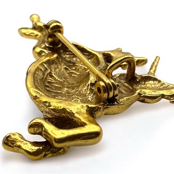 Mythical Jumping Unicorn Brooch Pendant Gold Tone Metropolitan Museum of Art - Picture 6 of 6